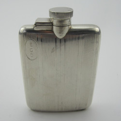 Stylish Engine Turned Sterling Silver Hip Flask (1928)