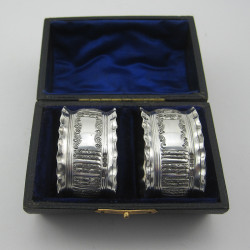 Pretty Pair of Victorian Sterling Silver Boxed Napkin Rings (1897)