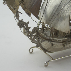 Detailed Victorian Sterling Silver Dutch Imported NEF Ship