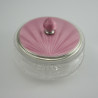 Beautiful Pink and Guilloche Enamel Sterling Silver Dressing Table Jar (1933)