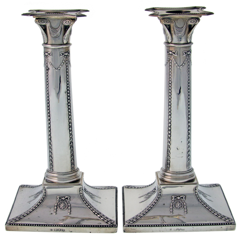 Antique Pair of Edwardian Silver Candlesticks