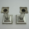 Pair of Dwarf Style Sterling Silver Candle Sticks with Fixed Nozzles