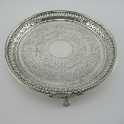 Pretty Victorian Sterling Silver Circular Salver (1890)