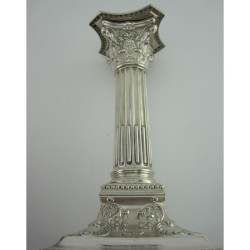 Pair of Victorian Sterling Silver Corinthian Column Candlesticks