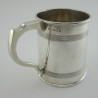 Handsome Plain Cylindrical Reeded Body Sterling Silver Pint Mug