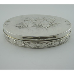 Oval Reynolds Angel Sterling Silver Trinket or Jewellery Box