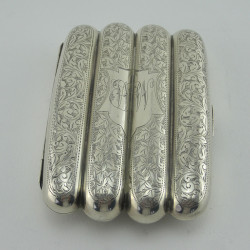 Good Quality Sterling Silver Cigar Case with Four Torpedo Shaped Sections