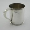 Stylish Sterling Silver Christening Mug with Cylindrical Plain Body