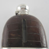 Late Victorian Sterling Silver and Crocodile Leather Hip Flask
