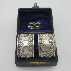 Charming Boxed Pair of Victorian Sterling Silver Napkin Rings (1896)