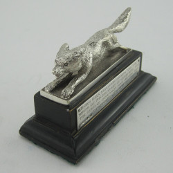 Sterling Silver Fox Mounted on a Black Rectangular Ebony Plinth