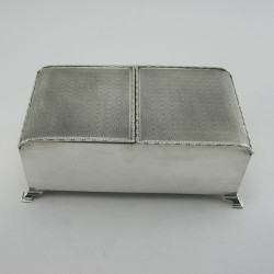 Unusual Design Sterling Silver Rectangular Trinket or Cigarette Box (1932)