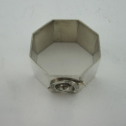 Six Good Gauge Sterling Silver Octagonal Shaped Napkin Rings