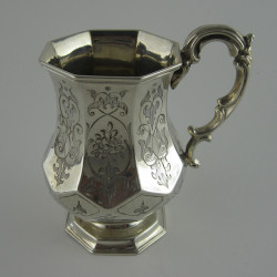 Unusual Victorian Sterling Silver Exeter Hallmarked Christening Mug (1857)