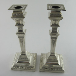 Pair of Dual Purpose Edwardian Sterling Silver Candlesticks or Lamps
