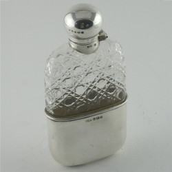 Victorian Sterling Silver and Glass Hip Flask