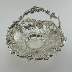 Decorative Victorian Sterling Silver Basket in a Shaped Circular Form (1863)