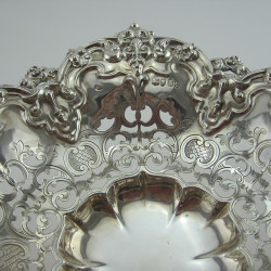 Decorative Victorian Sterling Silver Basket in a Shaped Circular Form