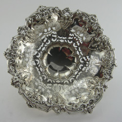 Decorative Victorian Sterling Silver Basket in a Shaped Circular Form