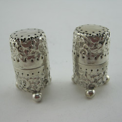 Boxed Pair of Victorian Sterling Silver Peppers