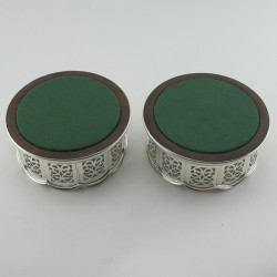 Attractive Pair of old Sheffield Plate Wine Coasters with Scalloped Borders
