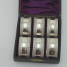 Six Victorian Silver Plated Napkin Rings in Original Leather Bound Box