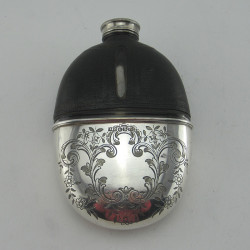 Ornate Engraved Victorian Silver Plated Hip Flask (c.1890)