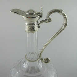 Victorian Silver Plated Claret Jug with Reeded Scroll Handle
