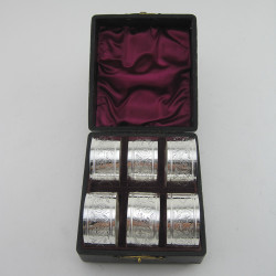 Boxed Set of Six Late Victorian Silver Plated Napkin Rings