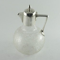 Late Victorian Claret Jug with Silver Plated Mount and Hinged Lid (c.1895)