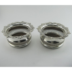 Pair of Large Late Victorian Silver Plated Wine Coasters