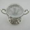 Unusual Victorian Silver Plated Sugar Basket with White Opaline Liner