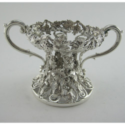 Unusual Victorian Silver Plated Sugar Basket with White Opaline Liner
