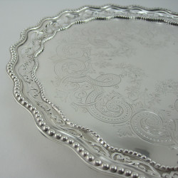 Beautiful Victorian Silver Plated Salver with Raised Shaped Pierced Border