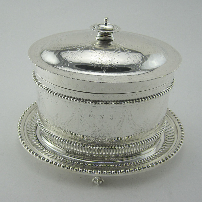 Victorian Silver Plated Oval Biscuit Barrel (c.1890)