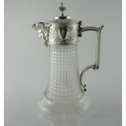 Victorian Silver Plated Claret Jug with Diamond Cut Body (c.1890)