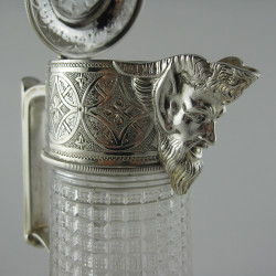 Victorian Silver Plated Claret Jug with Diamond Cut Body
