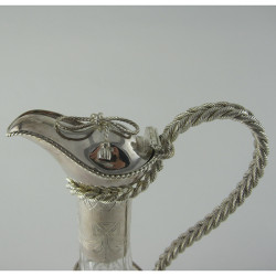 Victorian Silver Plated Claret Jug with Rope and Tassel Finial