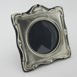 Unusual style Square Edwardian Silver Photo Frame with Round Window (1904)