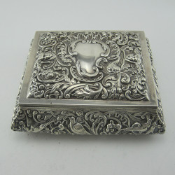 Large Decorative Victorian William Comyns Sterling Silver Jewellery Box (1894)