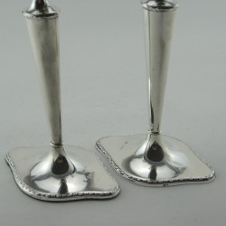 Elegant Pair of Edwardian Sterling Silver Candlesticks