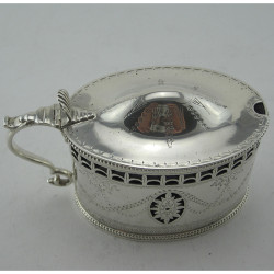 Over Sized Georgian Style Sterling Silver Oval Mustard Pot