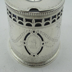 Over Sized Georgian Style Sterling Silver Oval Mustard Pot