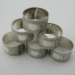 Beautiful Boxed Set of 6 Late Victorian Silver Plated Napkin Rings