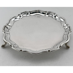 Sterling Silver Salver with Raised Chippendale Style Border