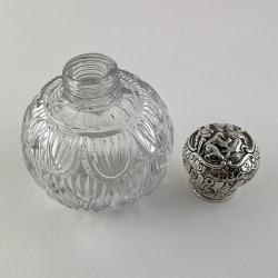 Very Decorative Victorian Silver and Cut Glass Perfume Bottle
