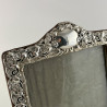 Large Decorative Edwardian Sterling Silver Photo Frame with Floral and Scroll Decoration