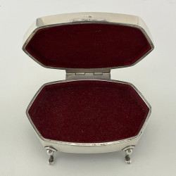 Rectangular Tortoiseshell and Sterling Silver Jewellery Box with Cut Corners