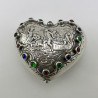 Decorative Heart Shaped Dutch Sterling Silver Trinket Box (1902)