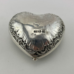Decorative Heart Shaped Dutch Sterling Silver Trinket Box